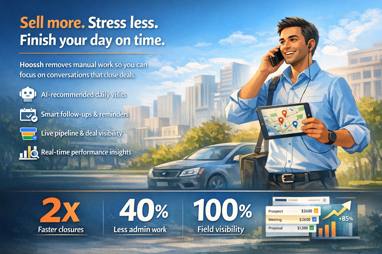 Team using sales software